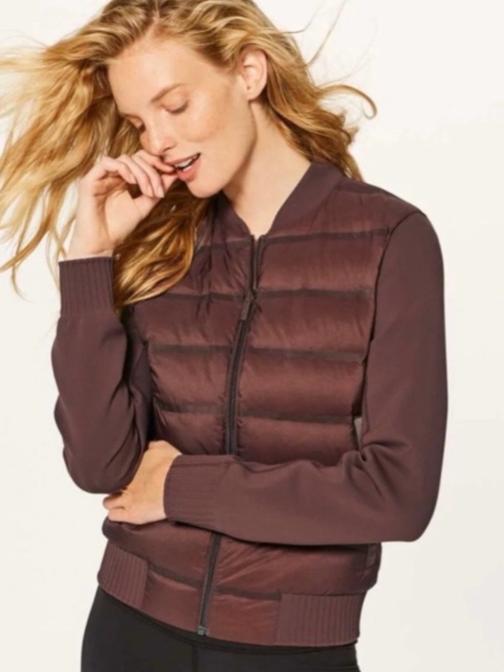 Lululemon Down And Around Reversible Bomber In Dark Cedar Size 2